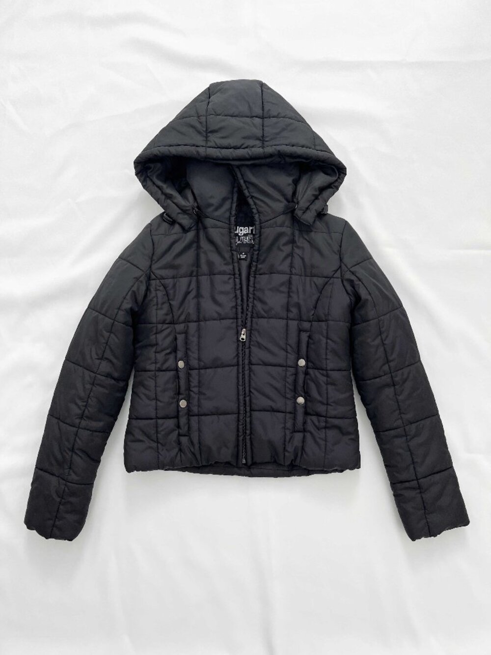 Sugarfly Full-Zip Black Quilted Jacket Juniors Size M